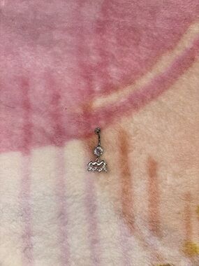 Aquarius Sterling Silver Pink CZ Crown Belly Button Ring